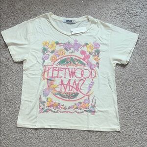 Anthropologie Letluv Fleetwood Mac Floral Graphic Tee - Cream